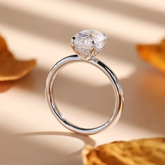 Brilliant 3CT Oval Cut Moissanite Solitaire Engagement Ring | GRA Certified