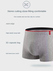High Quality Sexy Men's Cotton Breathable Boxer Shorts with Striped Pattern