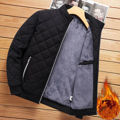 High Quality Men's Causal Fleece Lined Diamond Pattern Bomber Jackets