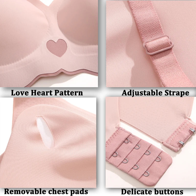 Sexy Seamless Love Heart Pattern Wireless Soft Lingerie Bras