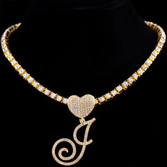 Gorgeous Gold Bling Sparkling Crystal Cursive Initials Name Choker Necklace For Women