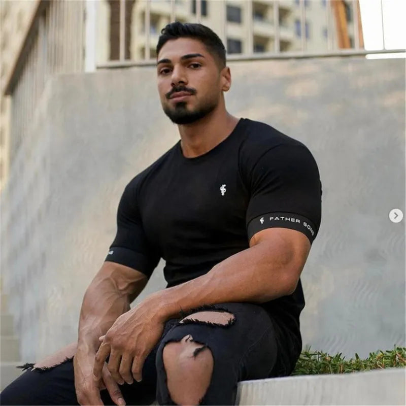 Casual Stylish Men's Gym Cotton Short Sleeve T-shirts Tees