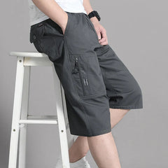High Quality Stylish Fashion Men's Sport Casual Cotton Breathable Cargo Shorts Elastic Waist Pockets Perfect for Summer