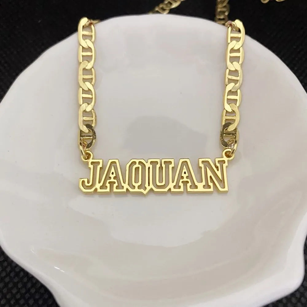 Exquisite Luxury 18K Gold Plated Stainless Steel Custom Multiple Names Pendant Necklace