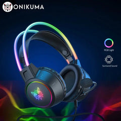 Professional X15 Over-Ear Gaming Headset Wired Cancelling Transparent Luminous Pink Cat Ears RGB Light With Mic For PC PS4