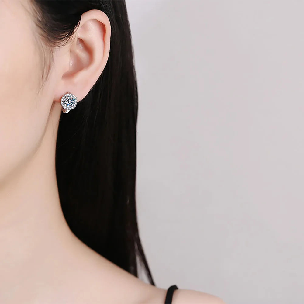 Elegant Dazzling 2CT VVS1/D Moissanite Hoop Earrings | GRA Certificate