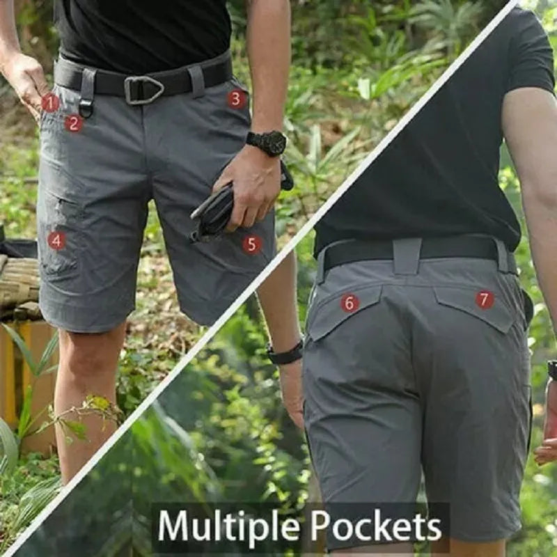 Top Quality Mens Tactical Outdoor Cargo Shorts 11" Waterproof Hiking Fishing Breathable Quick Dry