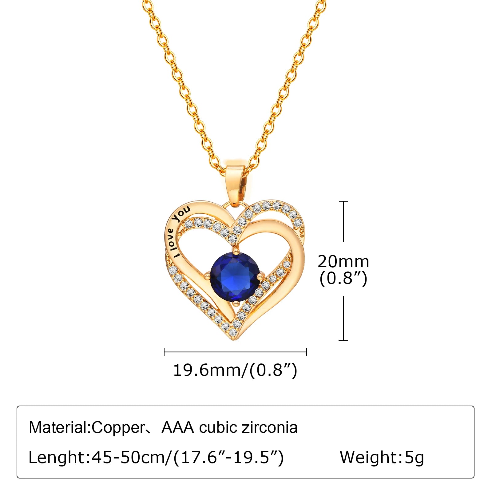 New Arrival - Exquisite Dazzling Heart Pendant CZ Birthstone Necklace