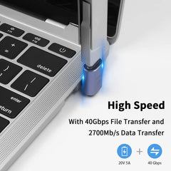 USB4.0 40Gbps OTG C-Type 90-Degree Adapter | Fast Charging & Data Transfer | 100W Power | MacBook Compatible