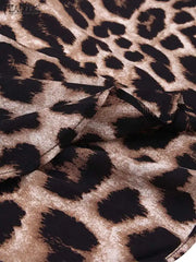 Elegant Vintage Leopard Casual Long Sleeve Maxi Long Dress Fashion Shirt Dress