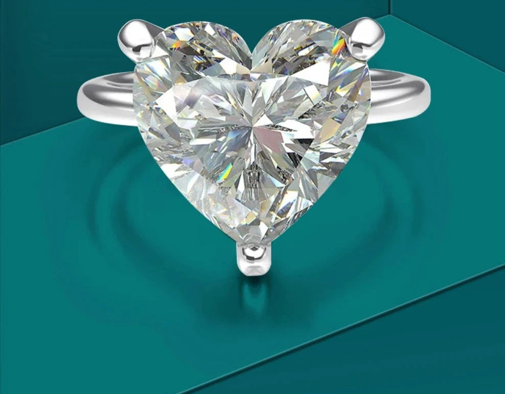 Radiant 4CT VVS1/D Heart Shaped Moissanite Engagement Ring | GRA Certified