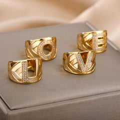 Personalized Elegance - Stainless Steel A-Z Adjustable Initial Rings for Women and Men