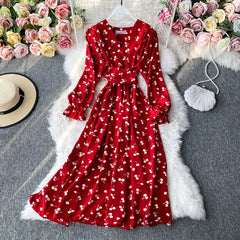 Elegant Women's Vintage Cherry Print Dress