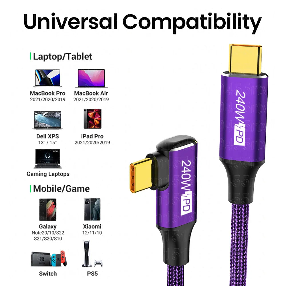 240W PD3.1 USB Type C to C Fast Charging Cable: iPhone 15 Plus, PS5, Switch, Samsung, MacBook Pro