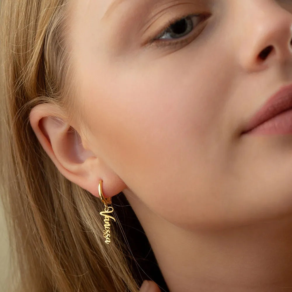 Elegant Custom English Name Earrings for Women and Girls