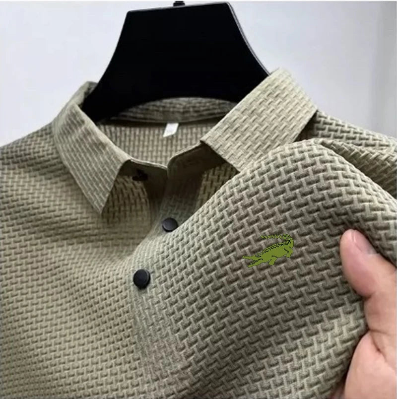 Men's Embroidery Brand High Quality Breathable Knitted Ice Cool Polo Shirt