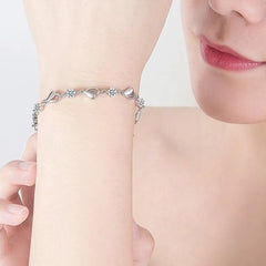 Luxury 925 Sterling Silver Retro Heart Cubic Zirconia Bracelet for Women and Girls