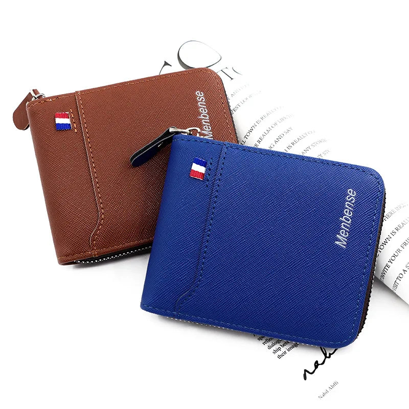 Stylish Men's Wallet: High Quality PU Leather, Fashion Mini Wallets with Zipper Bag and Coin Pocket