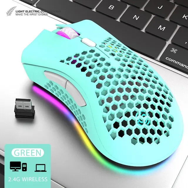 Rechargeable Gaming Mouse BM600 USB 2.4G Wireless RGB Light Honeycomb 3 DPI levels 800-1200-1600DPI