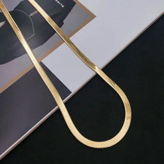 Exquisite 925 Sterling silver 18K Gold Plating 4MM Flat chain Necklace for Women