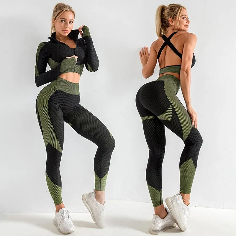 High Quality Women 2/3pcs Sportswear Fitness Tracksuit Seamless Outfits Sets