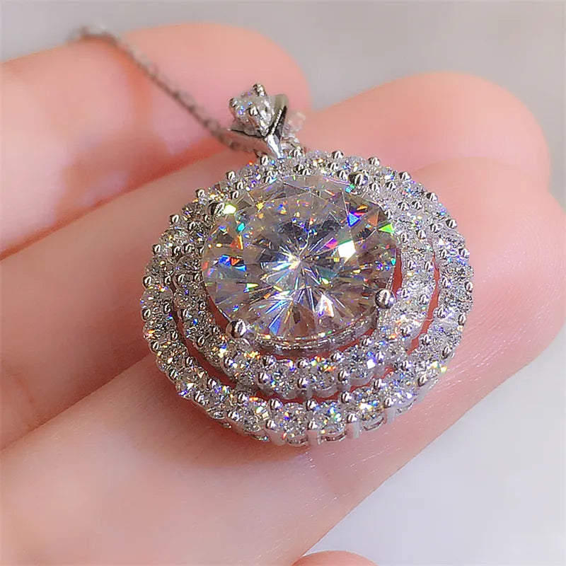 Gorgeous Mosaic AAA Cubic Zirconia Round Pendant Necklace