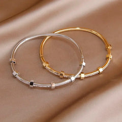 Luxury Stainless Steel Full Sparking Zirconia Crystal Bangle and Bracelet for Women and Girls