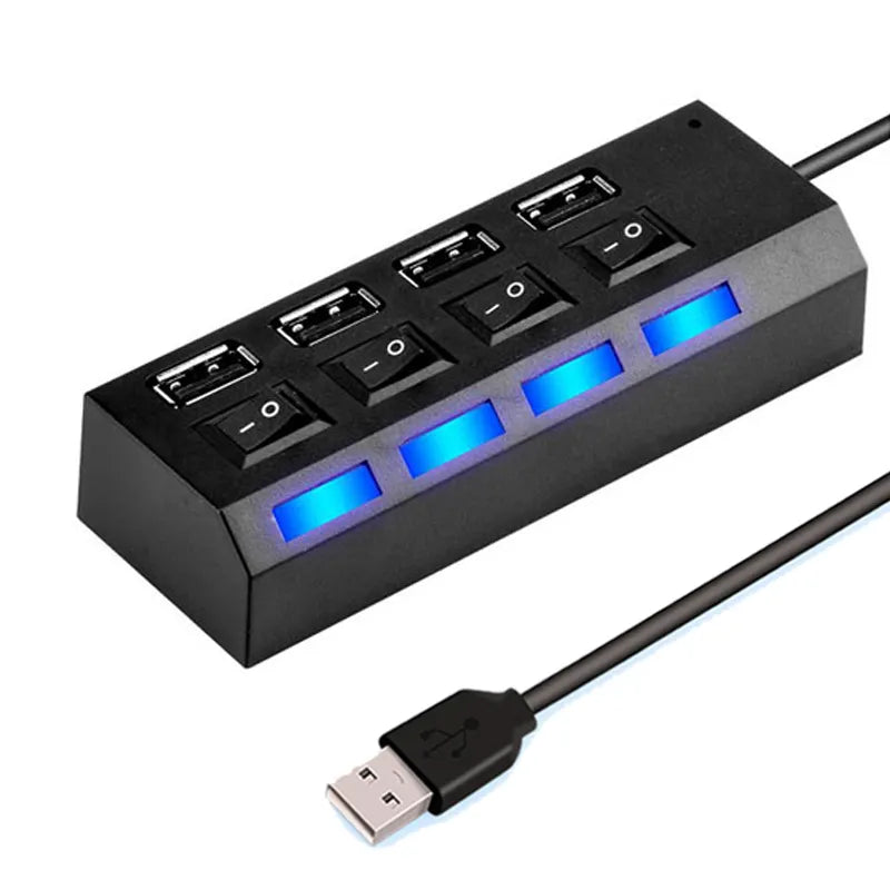 High Speed 4/7 Ports USB HUB 2.0 Adapter Expander LED Indicator for PC Laptop