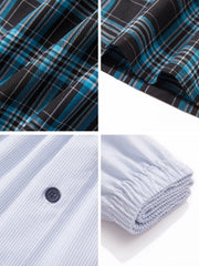 High Quality Durable 6Pcs Woven Cotton Boxer Shorts Plaid Elastic Waistband Button Closure