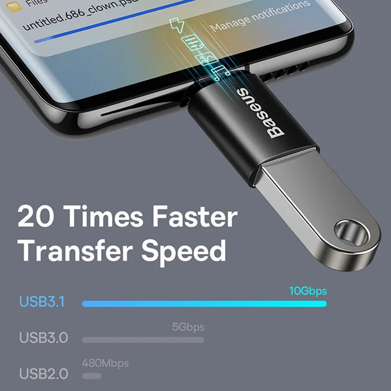 Baseus USB 3.1 Adapter OTG Type C to USB Adapter Seamless Connectivity for MacBook Pro Air Samsung S20, and More