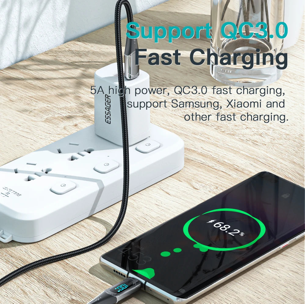 Essager USB Type C to USB C Cable 100W/5A PD Fast Charging Charger Wire Cord For Macbook Samsung