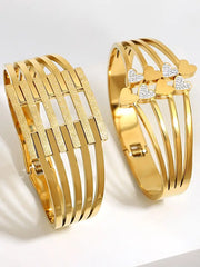 Exquisite Trendy Chic 18K Gold Color Stainless Steel Bangles Bracelets