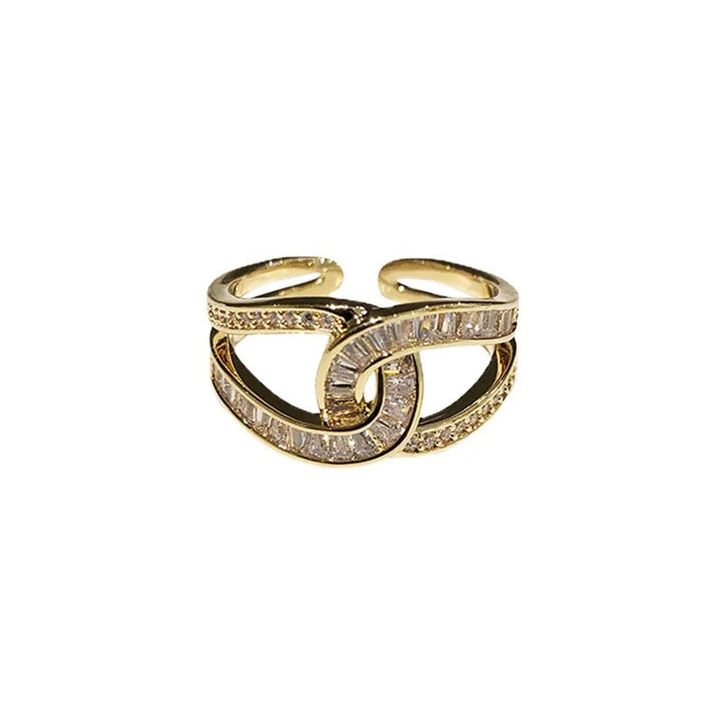 Elegant Fashion Channel Sparkling Zircon Adjustable Ring