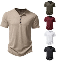 Fashion Men's Casual Henley Collar Short Sleeve T-Shirt Tees