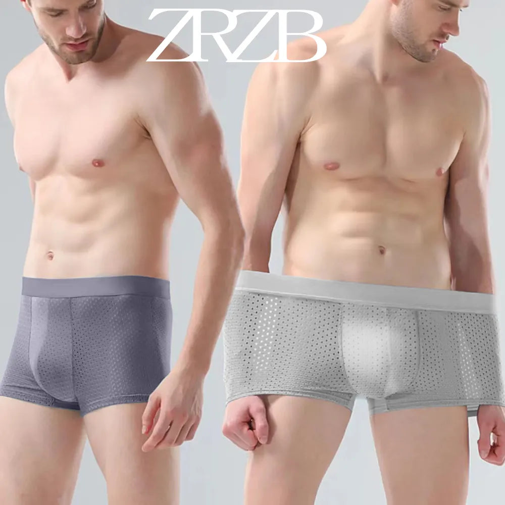 Luxury Modern 4Pcs Men's Mesh Underwear Calzoncillos Breathable Hombre Bamboo Hole Large Size