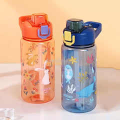 Adorable Cartoon Kids Sippy Cup Water Bottles With Straws And Lids Spill Proof
