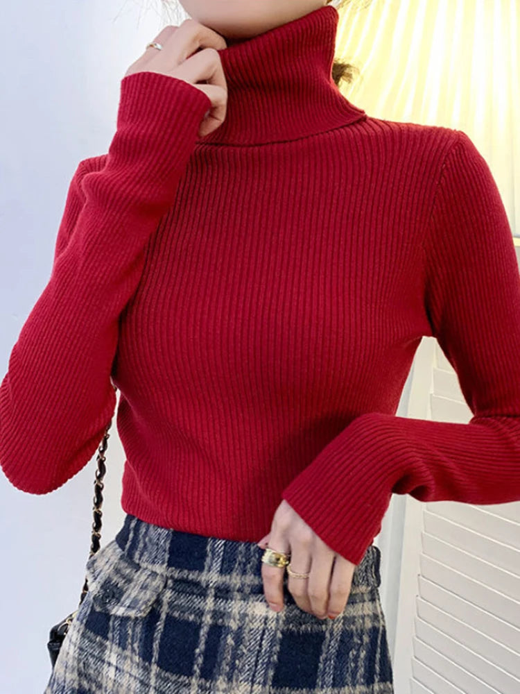 Elegant Women Pullover Slim Fit Turtleneck Sweaters
