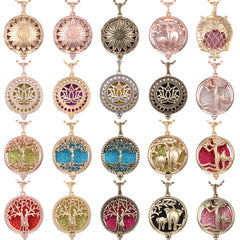 Exquisite Aromatherapy Necklace Tree of Life Diffuser Vintage Open Locket Pendant Essential Oil Perfume Pendant Necklace