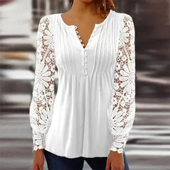Elegant Stylish Women's Sexy Lace Hollow Out Sleeve Shirts Blouses