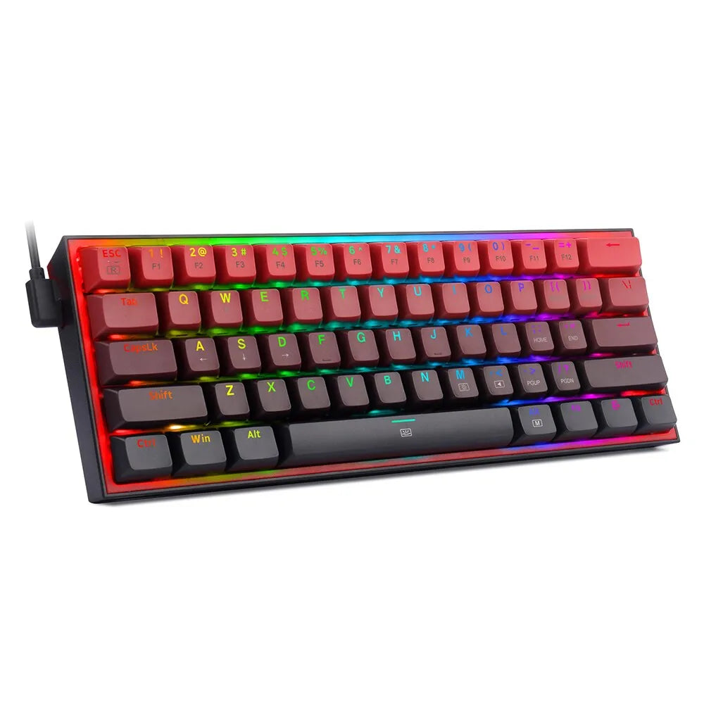 Redragon K617 Fizz 60% Wired RGB Gaming Keyboard Red Switch 61 Key Gamer for Computer PC Laptop Detachable Cable
