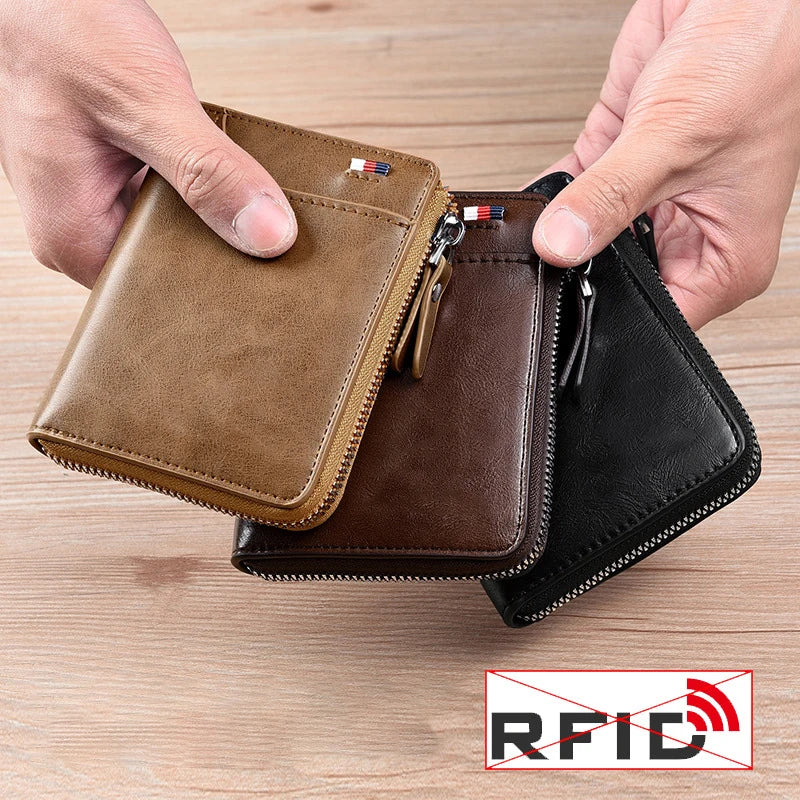 RFID Protection: Premium Men's Leather Wallet - Multi-Functional Interior