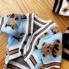 Cute Luxury Striped Cardigan Sweater | 100% Cotton | Pet Warm Coat & Outfit