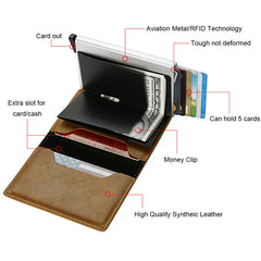 High Quality RFID Blocker Trifold Leather Stylish Mini Wallets