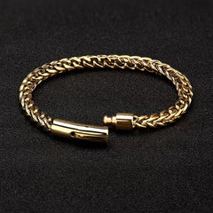 Luxury 18k Gold Plated Stainless Steel Magnet Button Chain Link Bracelets for Men