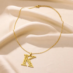 Luxury Stainless Steel A-Z Letter Necklace with Flower Vine Pendant Necklace