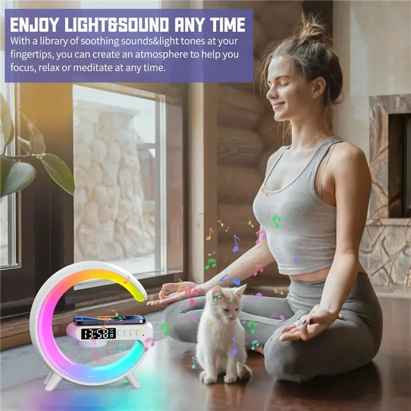 Mini Multifunction Wireless Charger Pad Stand Speaker TF RGB Night Light Fast Charging Station for iPhone Samsung