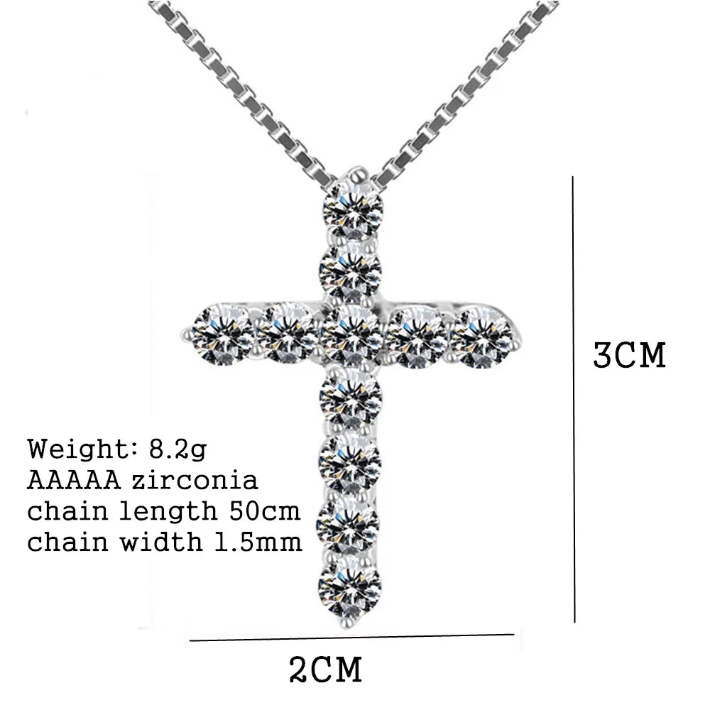 Brilliant 925 Sterling Silver Sparkling Religious Zirconia Pendant Necklace For Women and Men