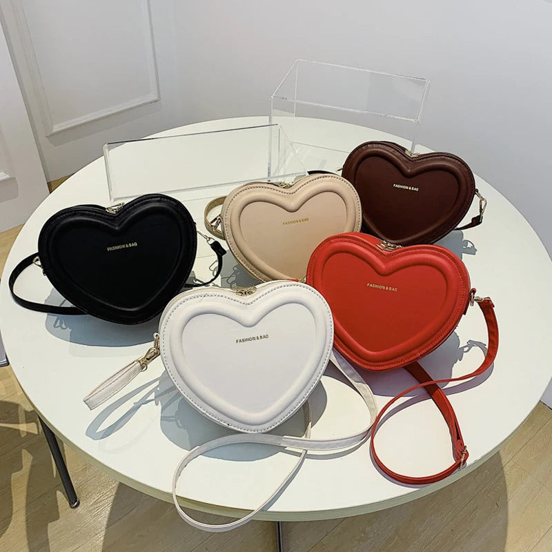 Fashion High Quality PU Leather Heart Shape Shoulder Crossbody Bags