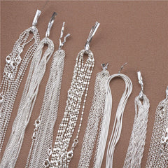 Luxury 925 Sterling Silver Stamp 16-30 Inches Rolo Bead Figaro Chain Necklace for Women and Men
