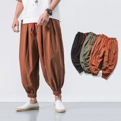 Trendy Mens Cotton Linen Loose Oversize Harem Sweatpants Trousers Comfy Unique Style